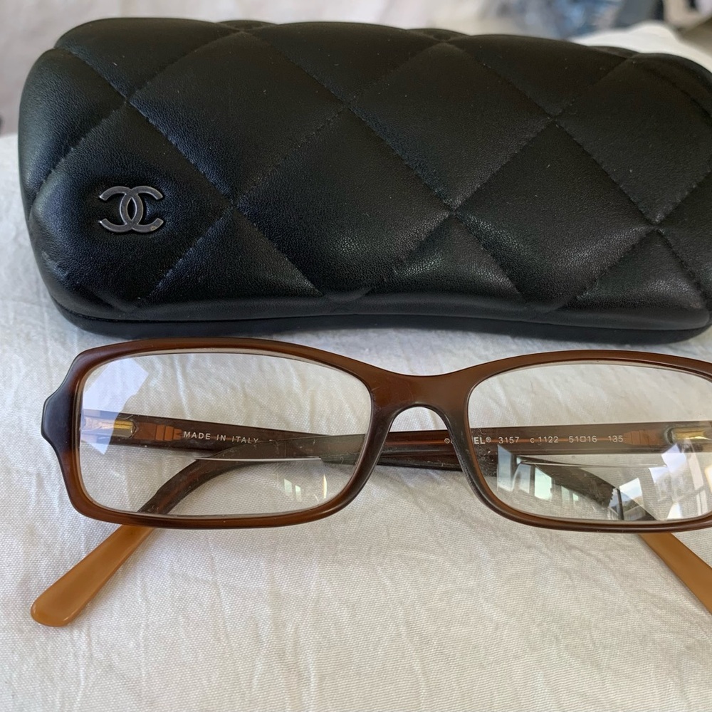 Chanel Brown Rectangular Glasses With Case - image 3